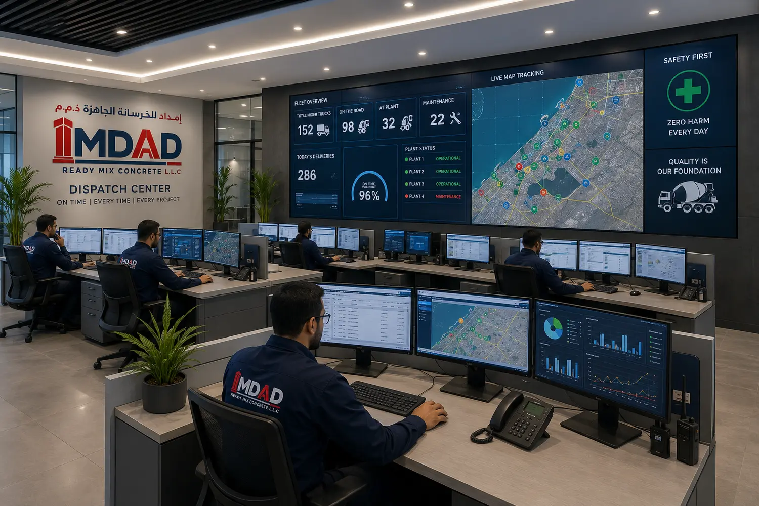 Central dispatch and fleet control room