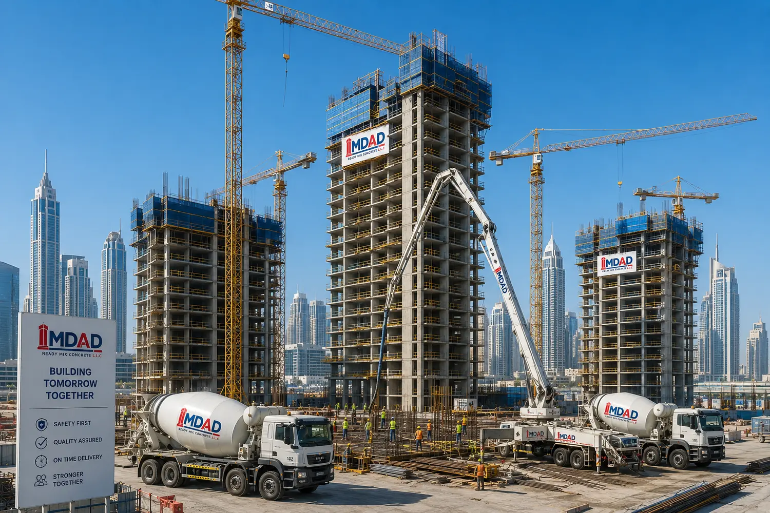Tower construction and concrete delivery
